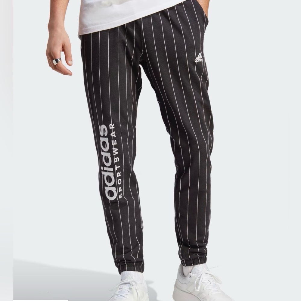 Adidas - Black Pinstripe Fleece Joggers Men’s Size Small